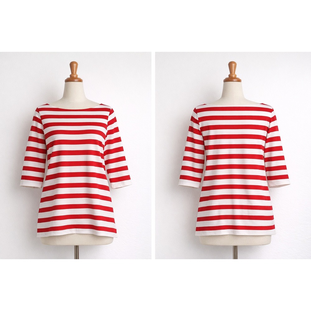 Uniqlo Striped Boat Neck Tunic Womens Medium Red White Nautical Parisian